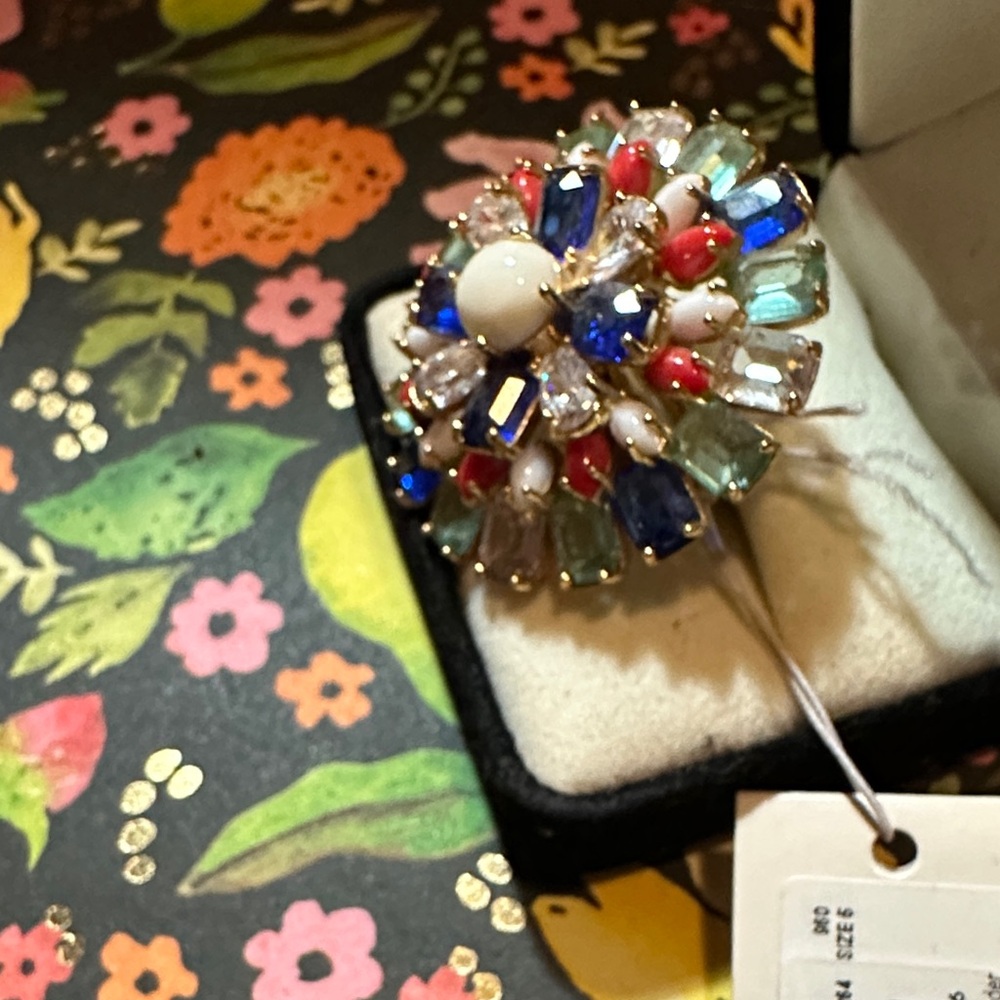KATE SPADE fireworks floral multi ring sz5 NWT - Picture 5 of 7